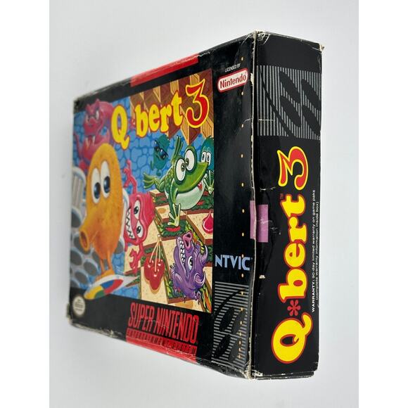 Qbert 3 SNES Super Nintendo Box Manual  Inserts CIB Tested - Picture 10 of 11